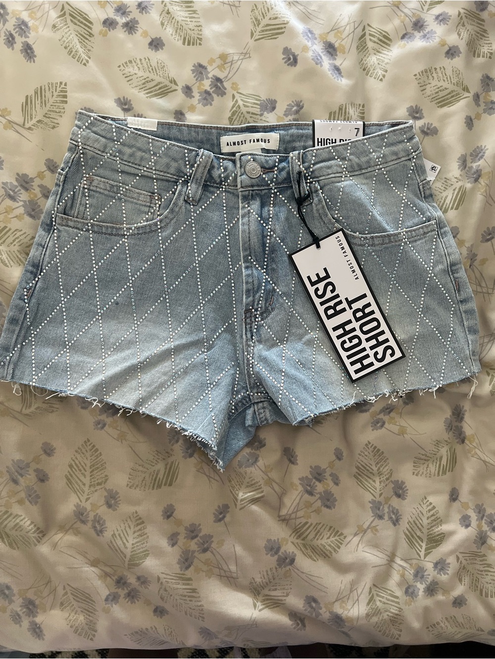 sparkle denim shorts
